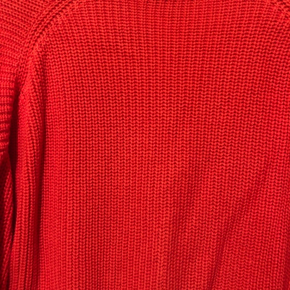 J. Crew Coral Cotton V Neckline Collared Knit Sweater Size Medium - Picture 6 of 7